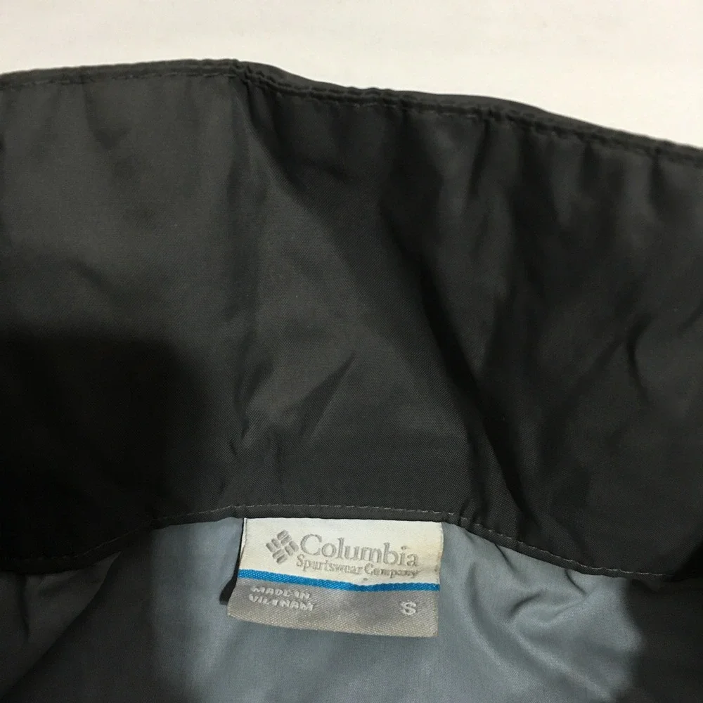 Columbia Windbreaker Mens Small Green Gray Colorblock Full Zip Packable Hood